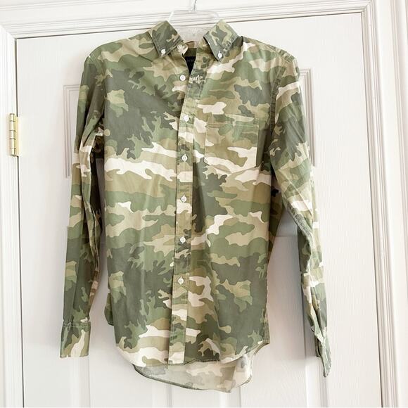 J Crew Camo button down shirt SLIM FIT FLEX green L6410 Mens SMALL 2019 - Picture 9 of 16